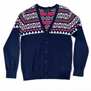 Navy Blue Patterned Men's Sweater